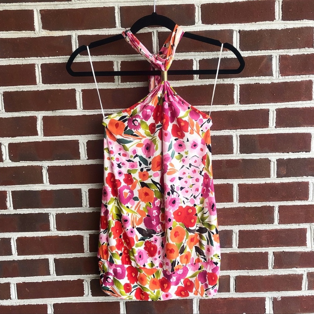 Express Multi-Colored Floral Halter Tie-back Size XS